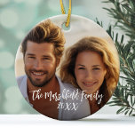Full Coverage Photo - Custom Script Text Ceramic Tree Decoration<br><div class="desc">A fun way to capture memories and share them with friends. The photo covers an entire print. On the bottom of the print,  there is a place to add a caption and year. Add a square photo for best results with this template.</div>
