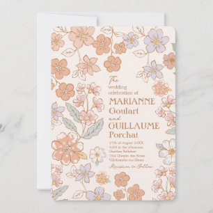 Full Custom Colour Boho Floral Wedding Invitation
