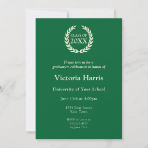 Full Custom Photo College Green Wreath Graduation Invitation