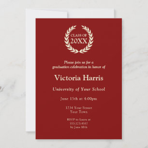 Full Custom Photo Maroon Wreath Graduation Party Invitation