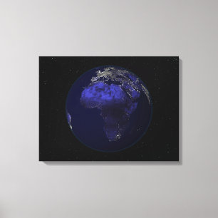 Full Earth at night showing Africa and Europe Canvas Print