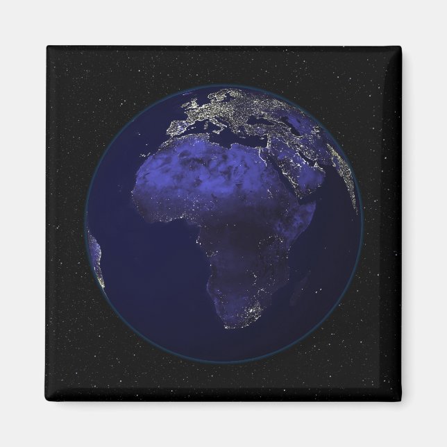 Full Earth at night showing Africa and Europe Magnet (Front)