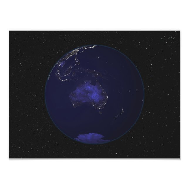 Full Earth at night showing city lights 2 Photo Print (Front)