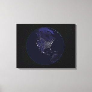 Full Earth at night showing city lights 4 Canvas Print