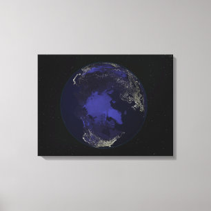 Full Earth at night showing city lights 5 Canvas Print