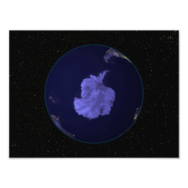 Full Earth at night showing city lights 7 Photo Print (Front)