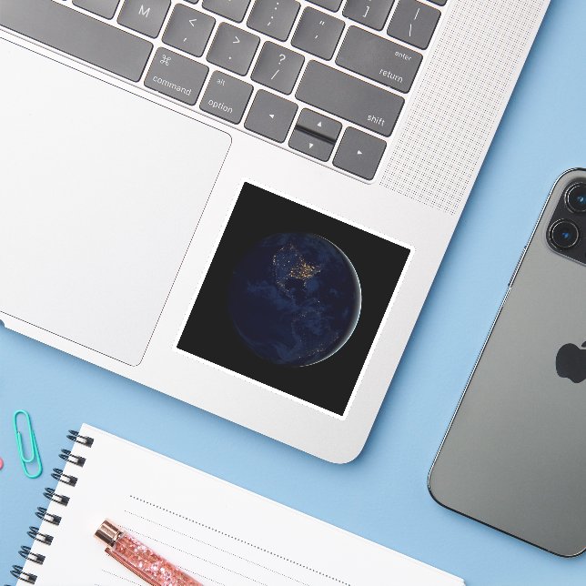 Full Earth At Night With City Lights Of Americas (Laptop w/ iPhone)