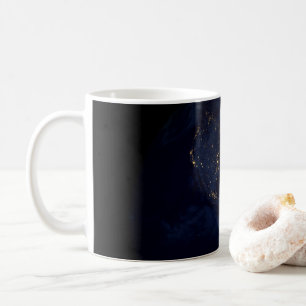 Full Earth At Night With City Lights Of Americas Coffee Mug