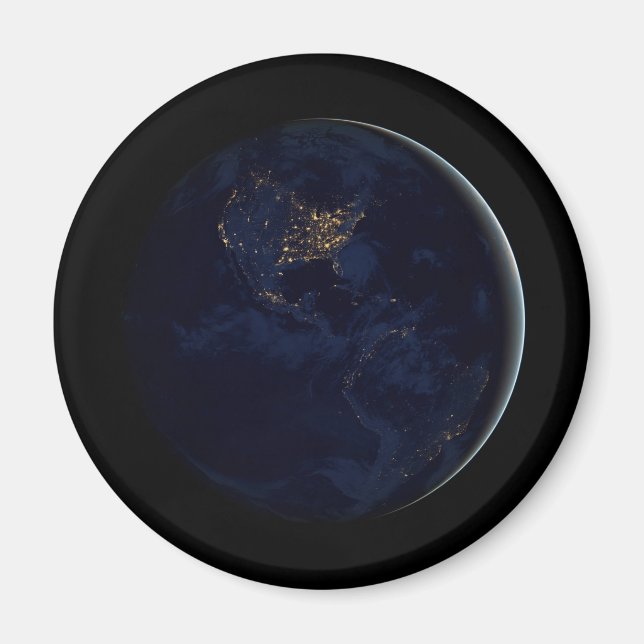 Full Earth At Night With City Lights Of Americas Magnet (Front)