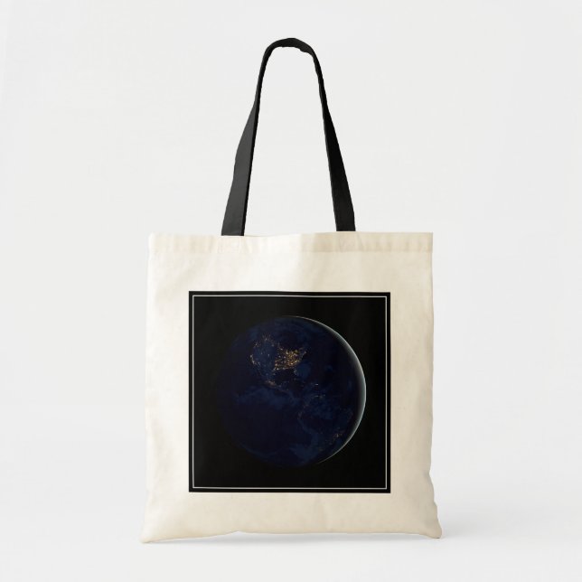 Full Earth At Night With City Lights Of Americas Tote Bag (Front)