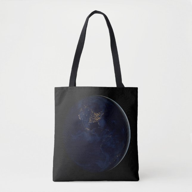 Full Earth At Night With City Lights Of Americas Tote Bag (Front)