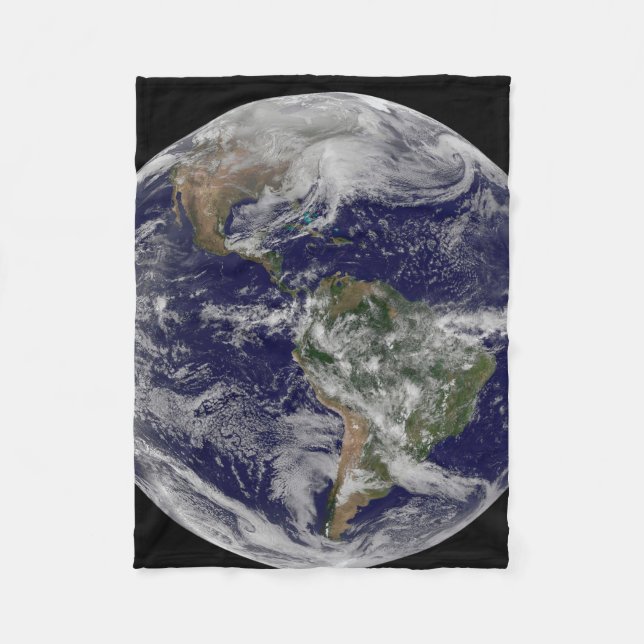 Full Earth Showing A Powerful Winter Storm. Fleece Blanket (Front)