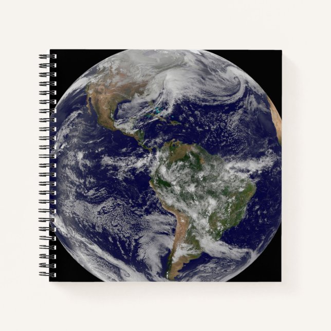 Full Earth Showing A Powerful Winter Storm. Notebook (Front)