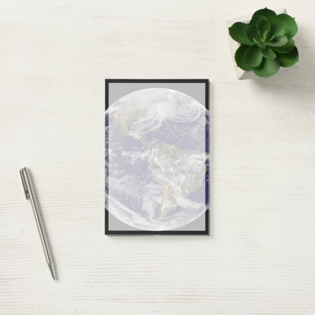 Full Earth Showing A Powerful Winter Storm. Post-it Notes (Office)
