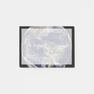 Full Earth Showing A Powerful Winter Storm. Post-it Notes