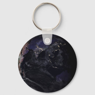 Full Earth Showing City Lights Of Asia At Night. Key Ring