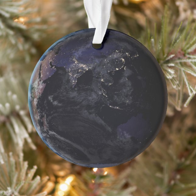 Full Earth Showing City Lights Of Asia At Night. Ornament (Tree)