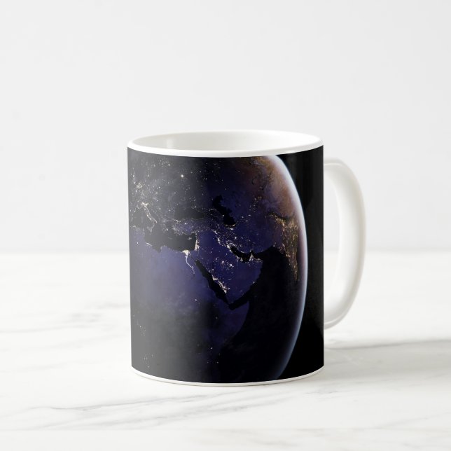 Full Earth Showing City Lights Of Europe At Night. Coffee Mug (Front Right)