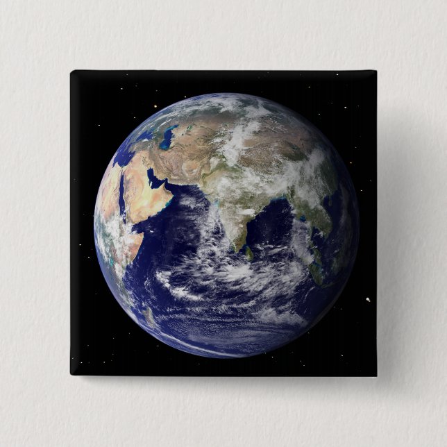 Full Earth showing Europe and Asia 2 15 Cm Square Badge (Front)