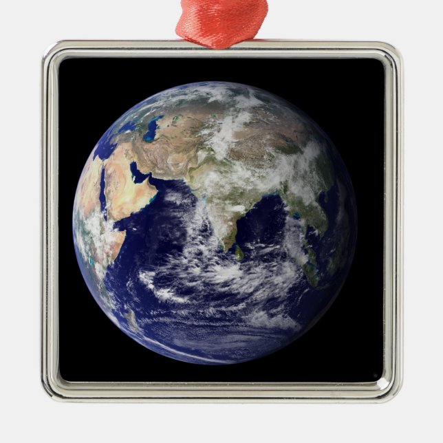 Full Earth showing Europe and Asia Metal Tree Decoration (Front)