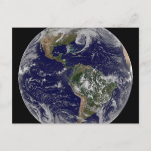 Full Earth Showing Low Pressure Systems. Postcard