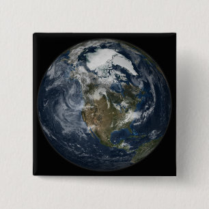 Full Earth showing North America 5 15 Cm Square Badge