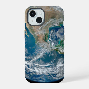 Full Earth Showing North America And Mexico. iPhone 15 Case