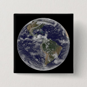 Full Earth showing North America and South Amer 3 15 Cm Square Badge