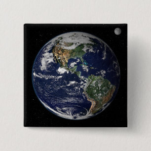 Full Earth showing North and South America 15 Cm Square Badge