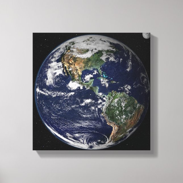 Full Earth showing North and South America Canvas Print (Front)