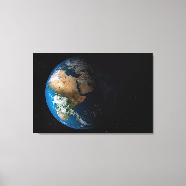 Full Earth Showing Simulated Clouds Over Africa. Canvas Print (Front)