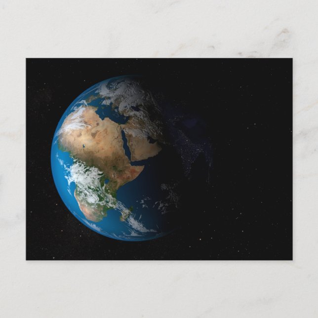 Full Earth Showing Simulated Clouds Over Africa. Postcard (Front)