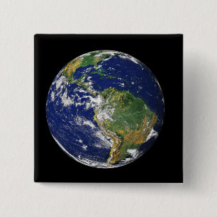 Full Earth showing South America 15 Cm Square Badge