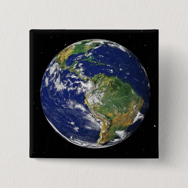 Full Earth showing South America 2 15 Cm Square Badge (Front)