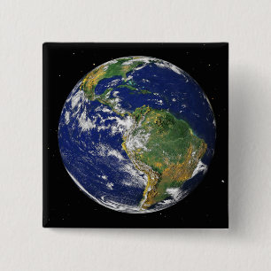 Full Earth showing South America 2 15 Cm Square Badge