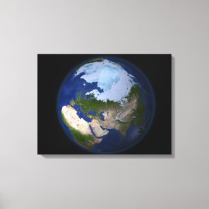 Full Earth showing the Arctic region Canvas Print