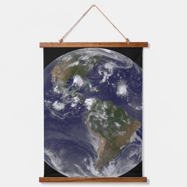 Full Earth Showing Tropical Storms In The Atlantic Hanging Tapestry (Front)