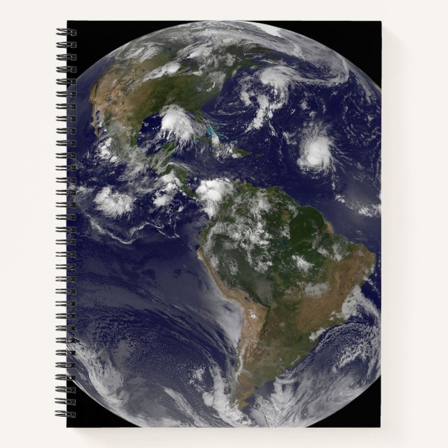 Full Earth Showing Tropical Storms In The Atlantic Notebook (Front)