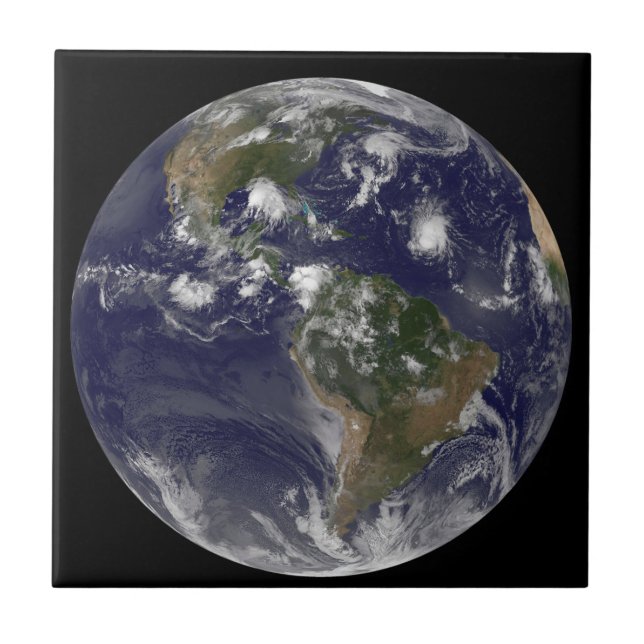 Full Earth Showing Tropical Storms In The Atlantic Tile (Front)