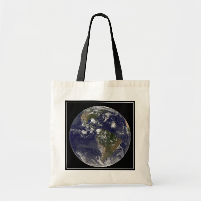 Full Earth Showing Tropical Storms In The Atlantic Tote Bag (Front)