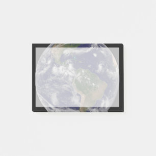 Full Earth Showing Various Tropical Storm Systems. Post-it Notes