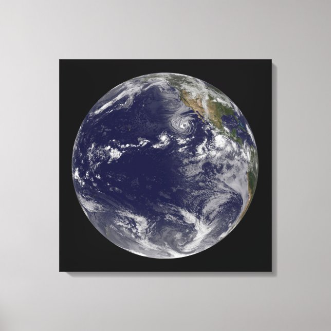 Full Earth Showing Various Tropical Storms. Canvas Print (Front)