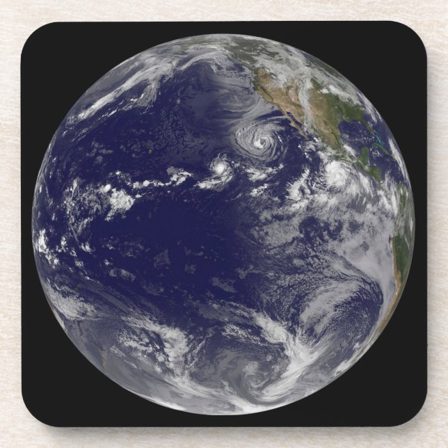 Full Earth Showing Various Tropical Storms. Coaster (Front)