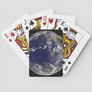 Full Earth Showing Various Tropical Storms. Playing Cards