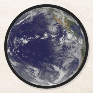 Full Earth Showing Various Tropical Storms. Round Paper Coaster
