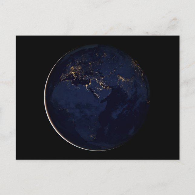 Full Earth With City Lights Postcard (Front)