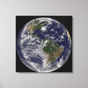 Full Earth With Hurricane Irene On East Coast. Canvas Print