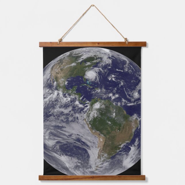 Full Earth With Hurricane Irene On East Coast. Hanging Tapestry (Front)