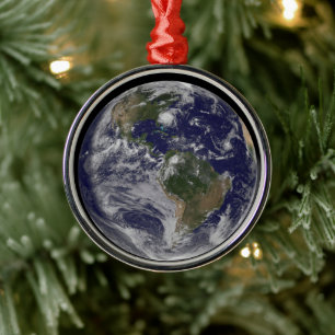 Full Earth With Hurricane Irene On East Coast. Metal Tree Decoration