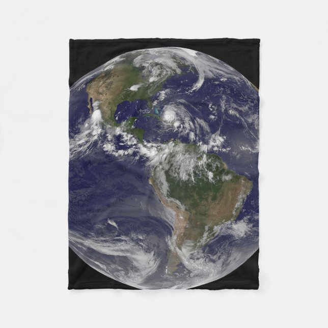 Full Earth With Hurricane Irene Over The Bahamas. Fleece Blanket (Front)